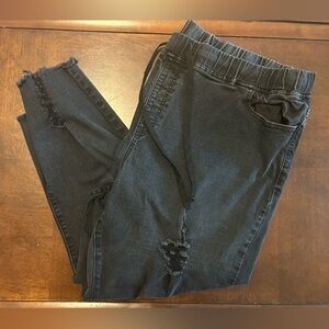 YMI Distressed Black Joggers - 3X